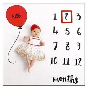 Adorable Red Balloon Baby milestone blanket
